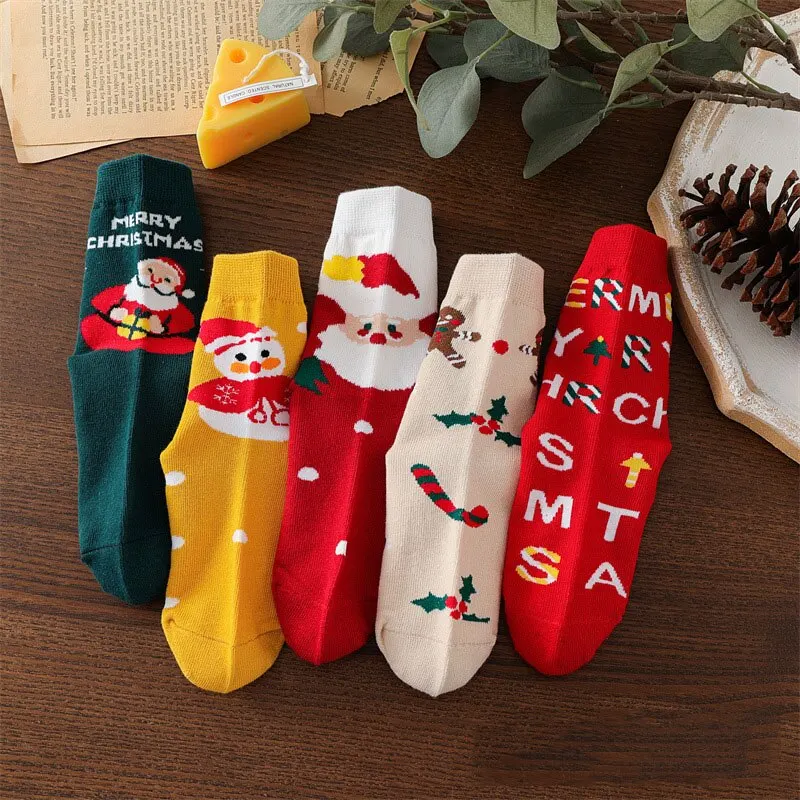 Calcetines navideños de algodón con Papá Noel para niños - imagen 4