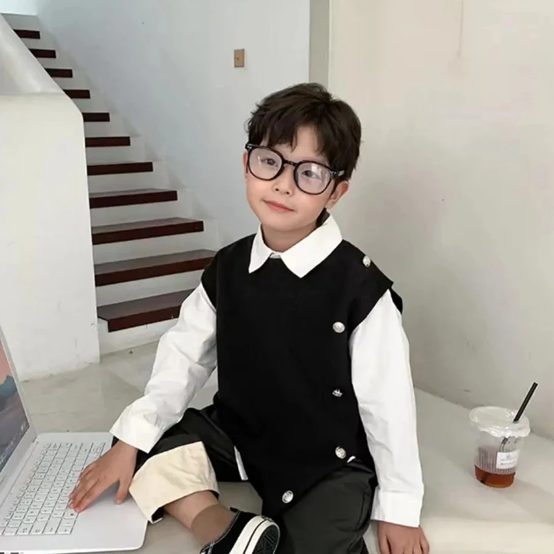 Chaleco de punto infantil – cuello redondo, ligero en primavera - imagen 3