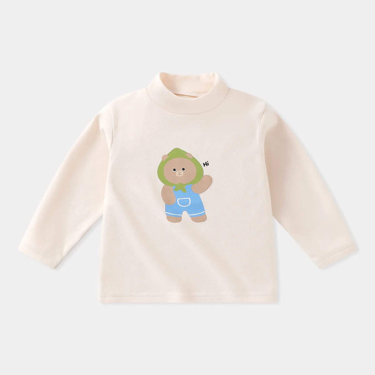 Camiseta de otoño de manga larga a rayas con cuello alto elástico