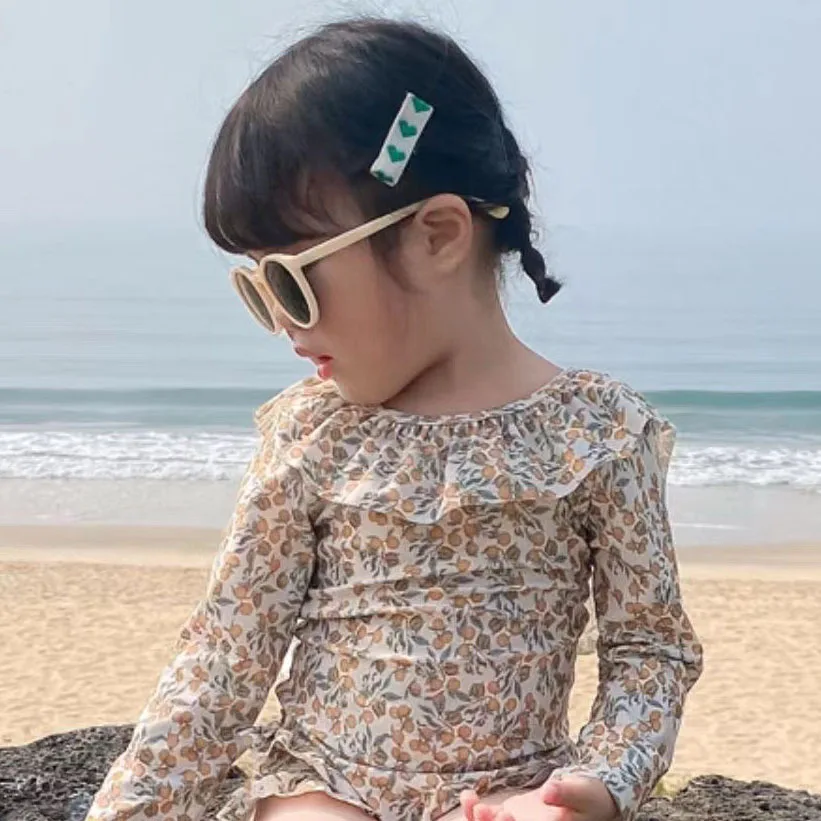Milangel traje de baño floral una pieza para niña con volantes - imagen 2