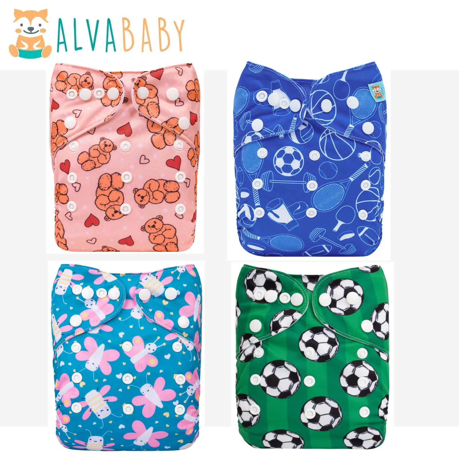 ALVABABY Pañal de tela reutilizable lavable con bolsillo - imagen 3