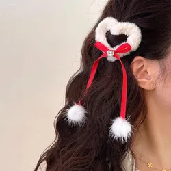 Pinza de pelo con lazo rojo, estrella y corazón para niñas
