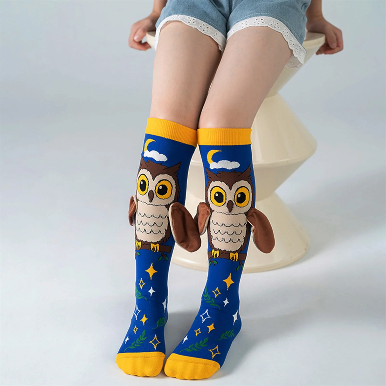 Calcetines altos hasta la rodilla para niña con flores y animales - imagen 2