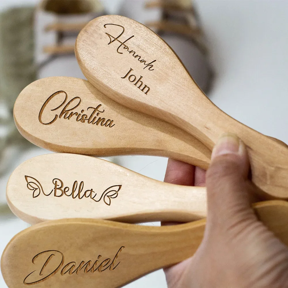 Cepillo de madera personalizado para bebé – Regalo bautismo