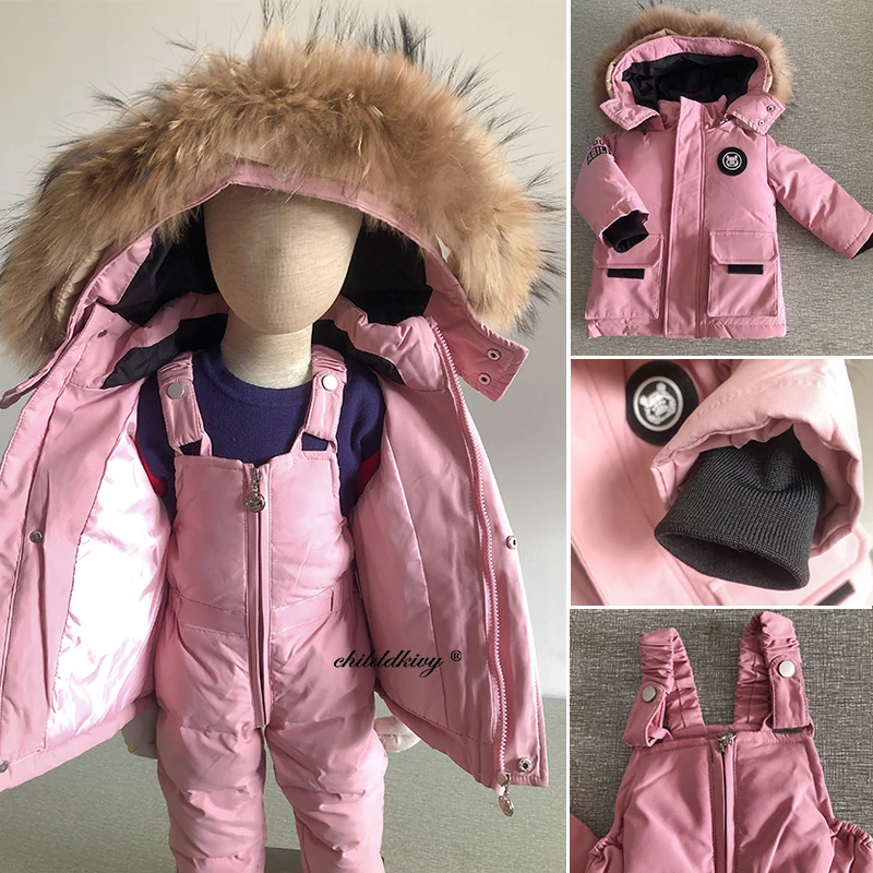 Parka de plumón con cuello de piel natural para niño y niña - imagen 2