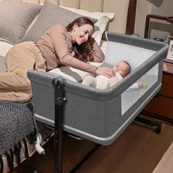 Cuna de juego portátil 4 en 1 para bebé: cama, mecedora y cambiador