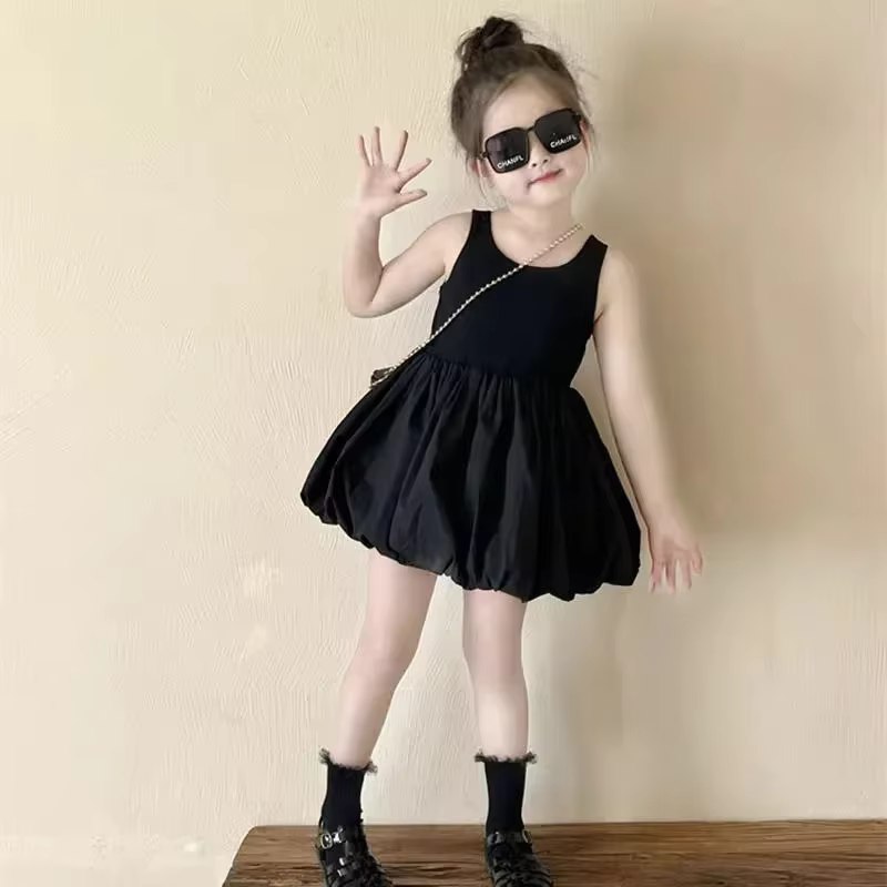 Vestido sin espalda de algodón liso con tirantes para niña - imagen 3