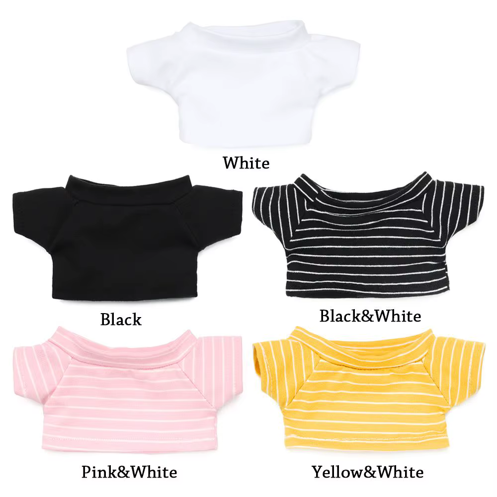 Variantes de color de la camiseta: negro-blanco, rosa-blanco, amarillo-blanco y blanco