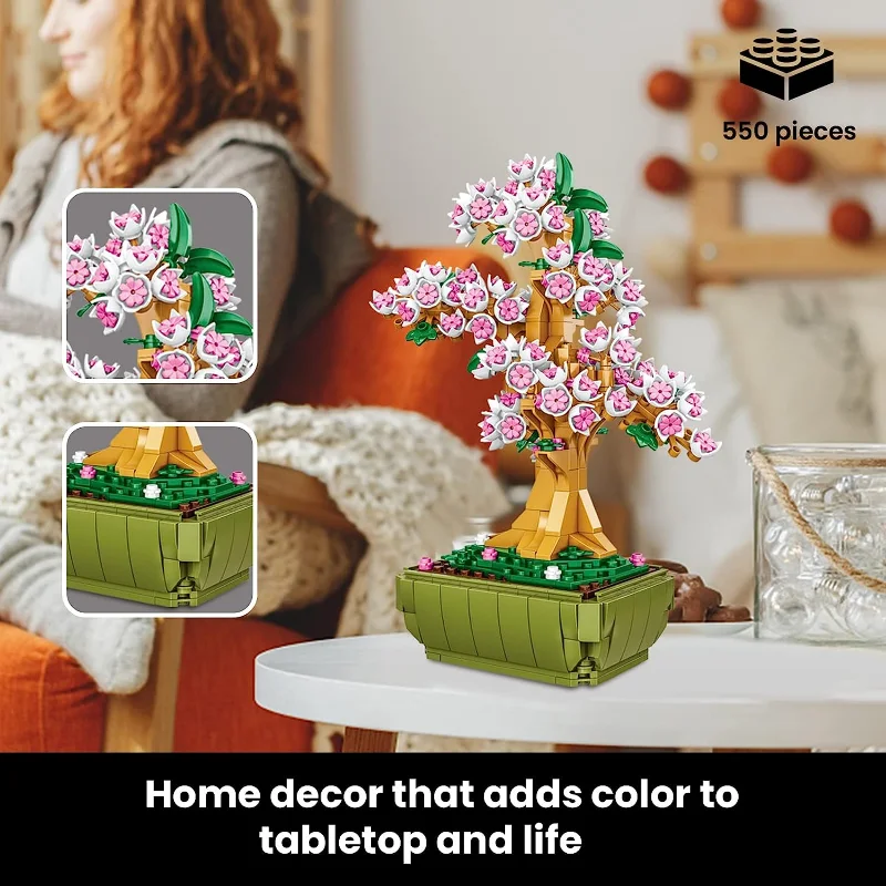Árbol bonsái con flores de cerezo – Juguete decorativo DIY para niños - imagen 3