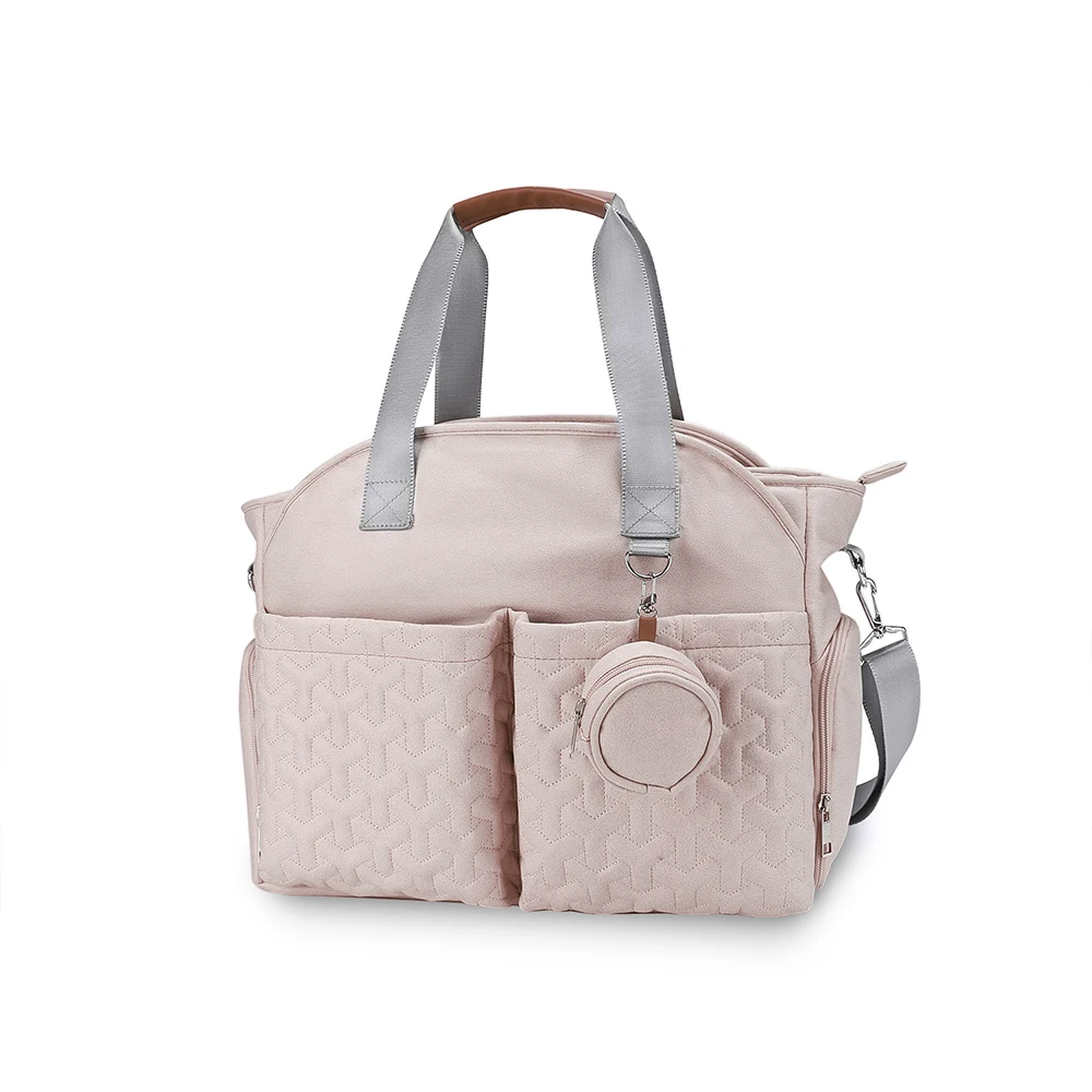 Bolsa de pañales gris desmontable texturizada con correa ajustable - imagen 2