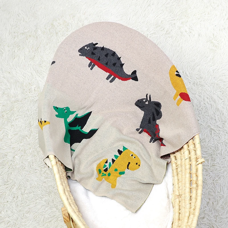 Manta de algodón para bebé – Edredón suave con dinosaurio a cuadros - imagen 3