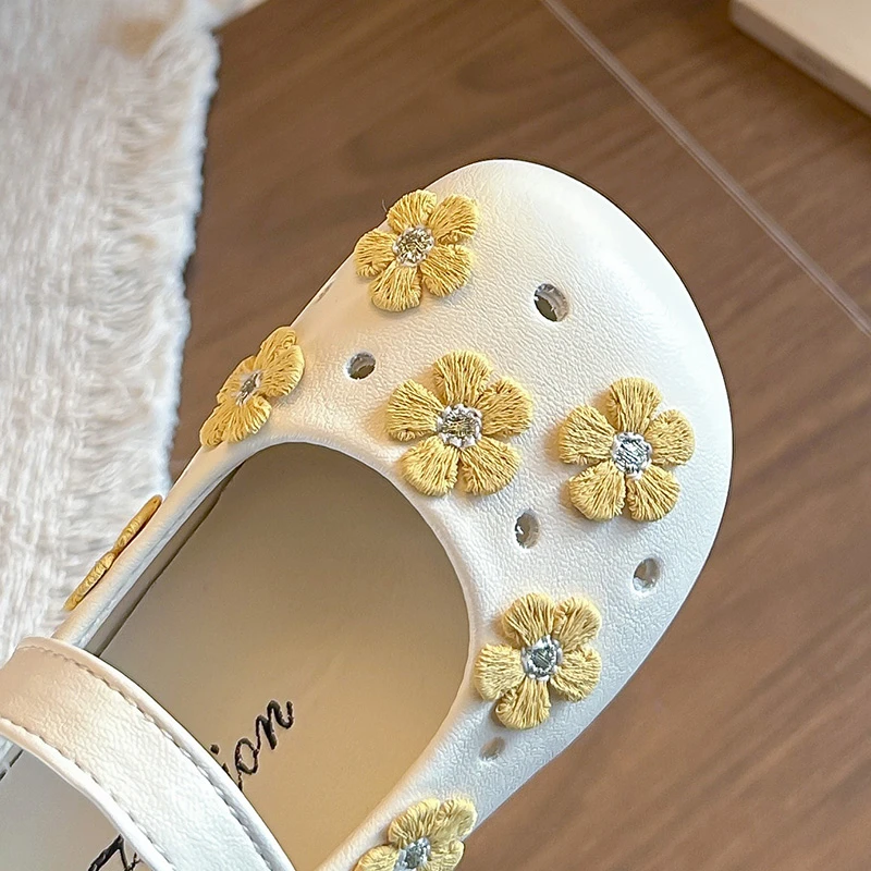 Zapatos de cuero para bebé niña: princesa floral suela flexible - imagen 4