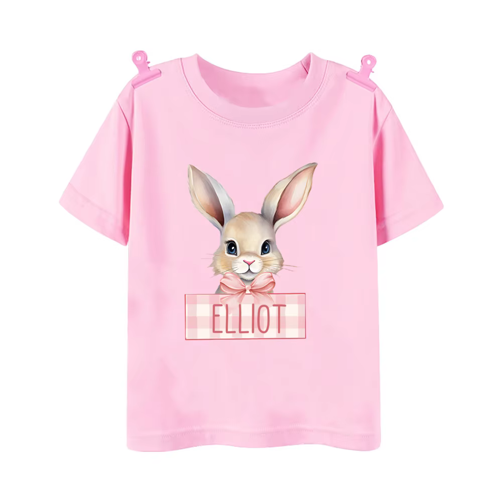 Camiseta personalizada con nombre: conejo de Pascua infantil - imagen 3