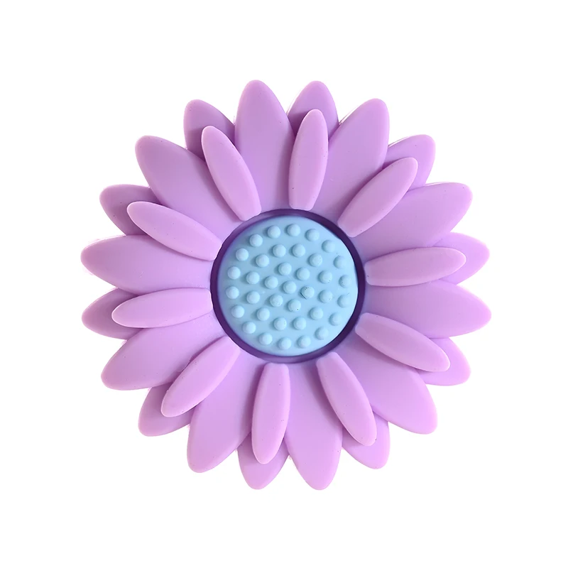 Collar de dentición floral de silicona para bebé con clip para chupete