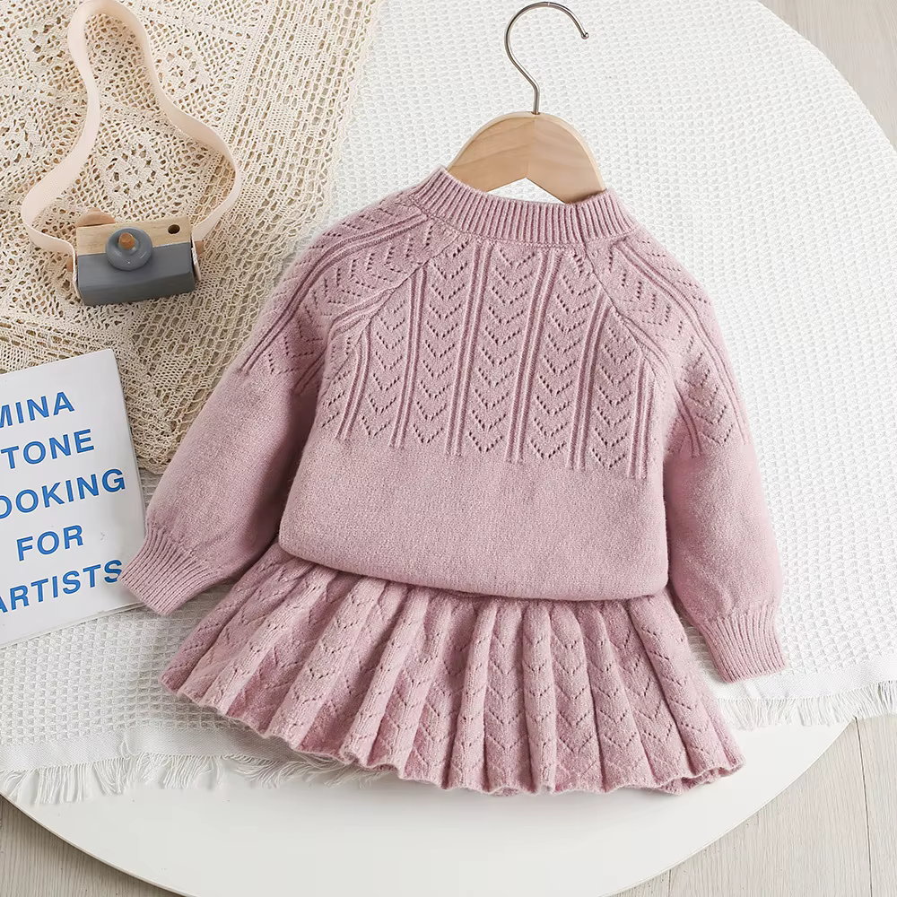 MILANCEL conjunto de punto de otoño para niños – suéter y falda - imagen 5