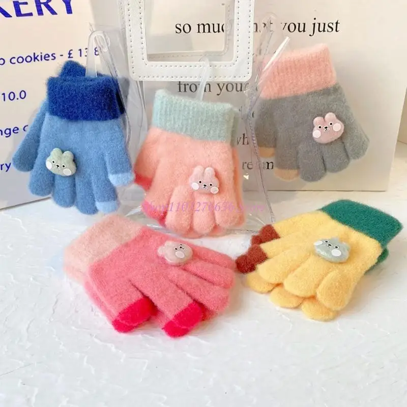 Manoplas de invierno gruesas de punto para niños a prueba de viento - imagen 2
