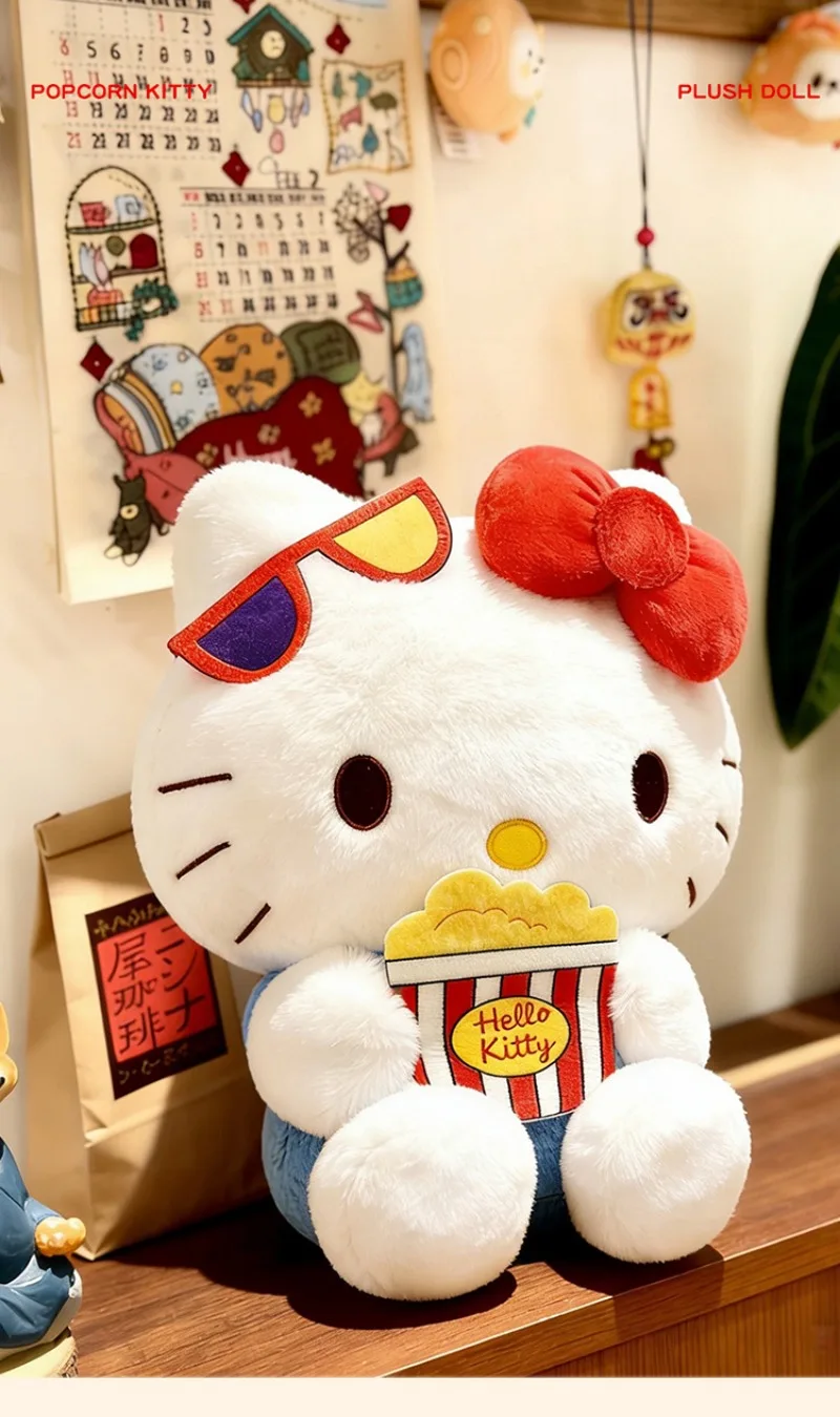 Peluche kawaii de Hello Kitty en forma de palomitas