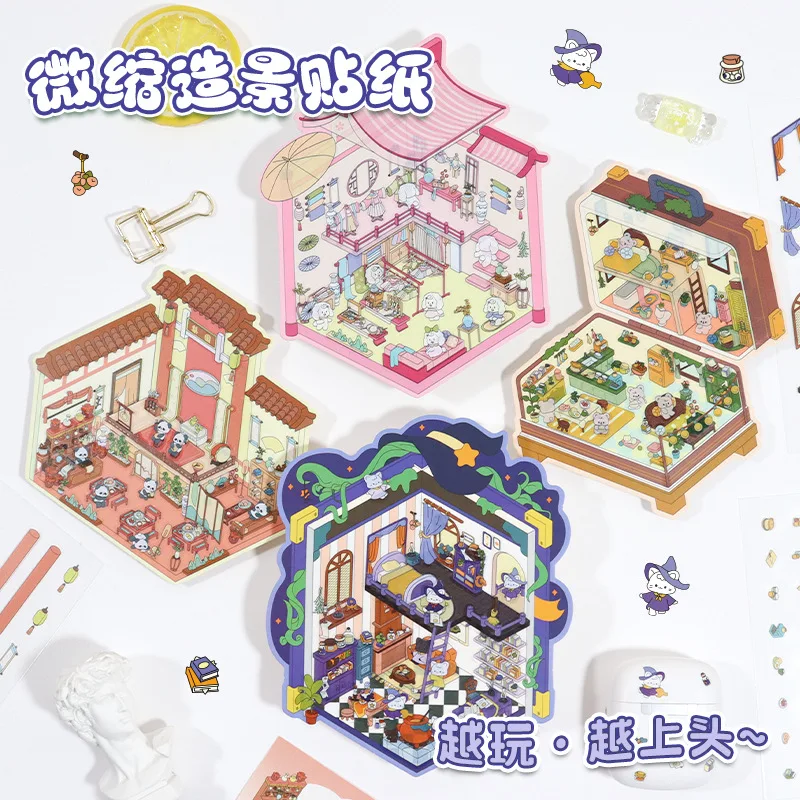 Pegatinas 3D casa de animales – Escena miniatura apilable infantil - imagen 2
