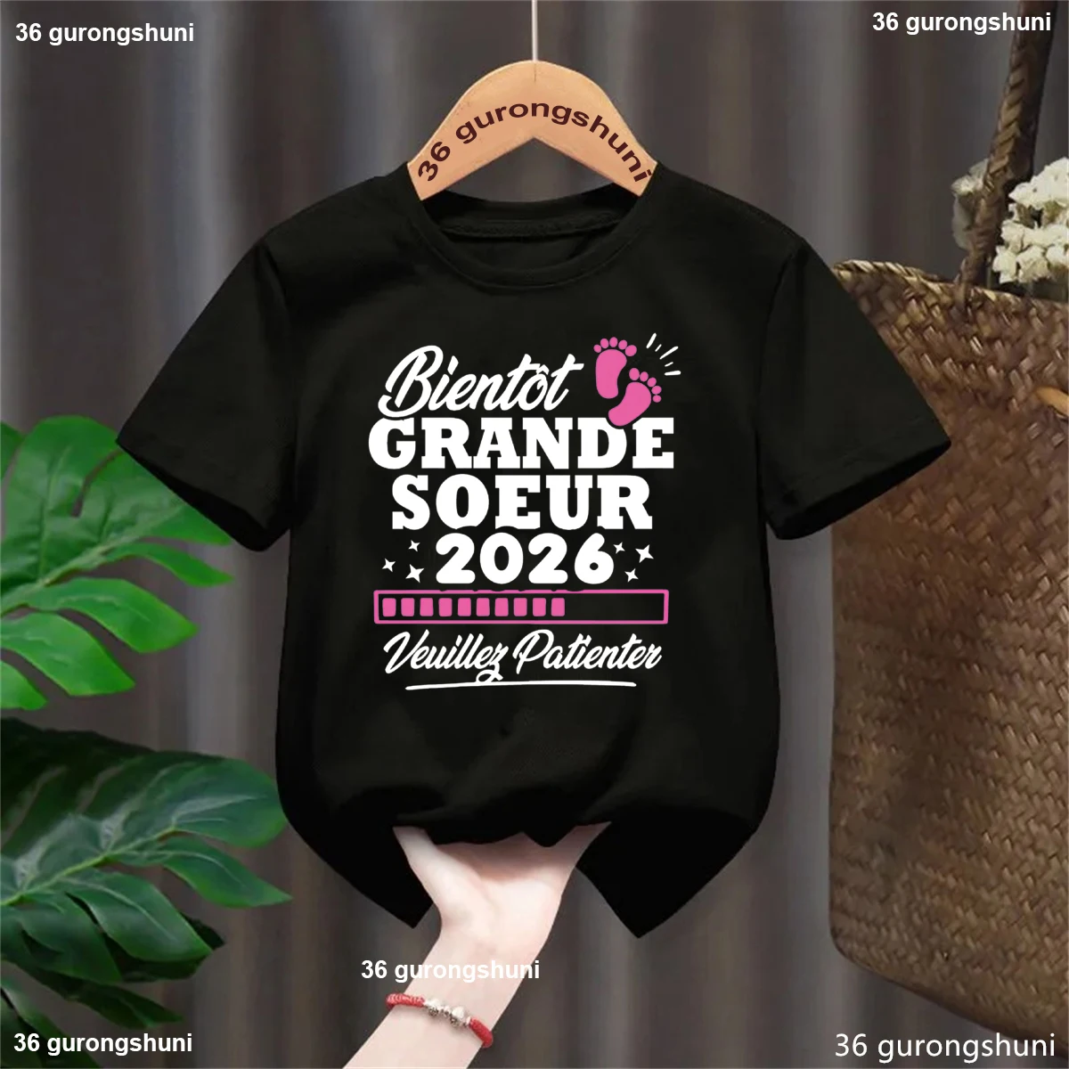 Camiseta de niña gran hermana estampada con estilo tierno kawaii - imagen 3