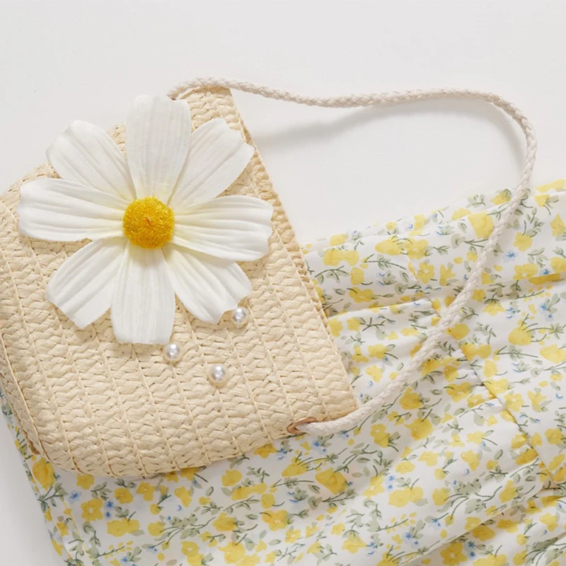 Vestido de verano para niña con cuello y estampado floral manga corta - imagen 5