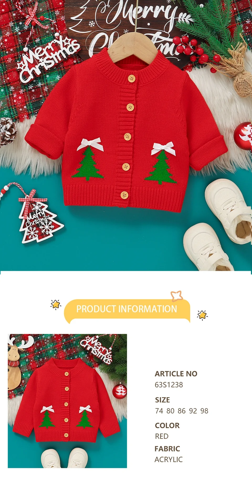Suéter de Navidad para bebé recién nacido con diseño de reno