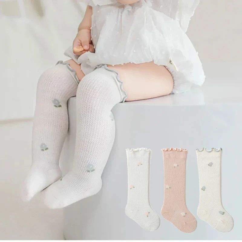 Milangel Calcetines Largos con Flores para Bebé – Cómodos - imagen 2