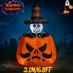 Inflable de Halloween con esqueleto animado y luces LED para jardín