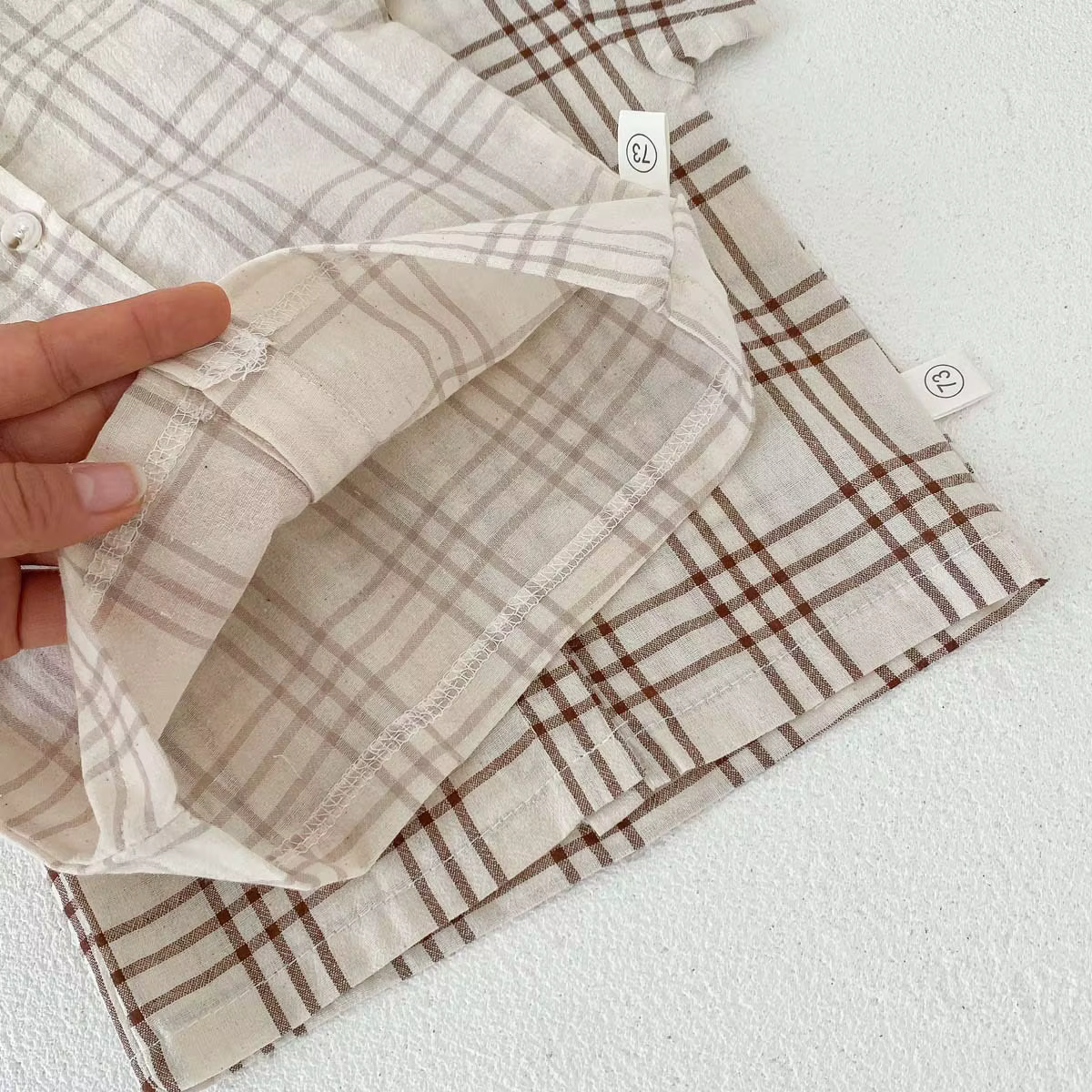 MILANCEL Conjunto verano a cuadros para bebé y niño – Camiseta y pantalones - imagen 4