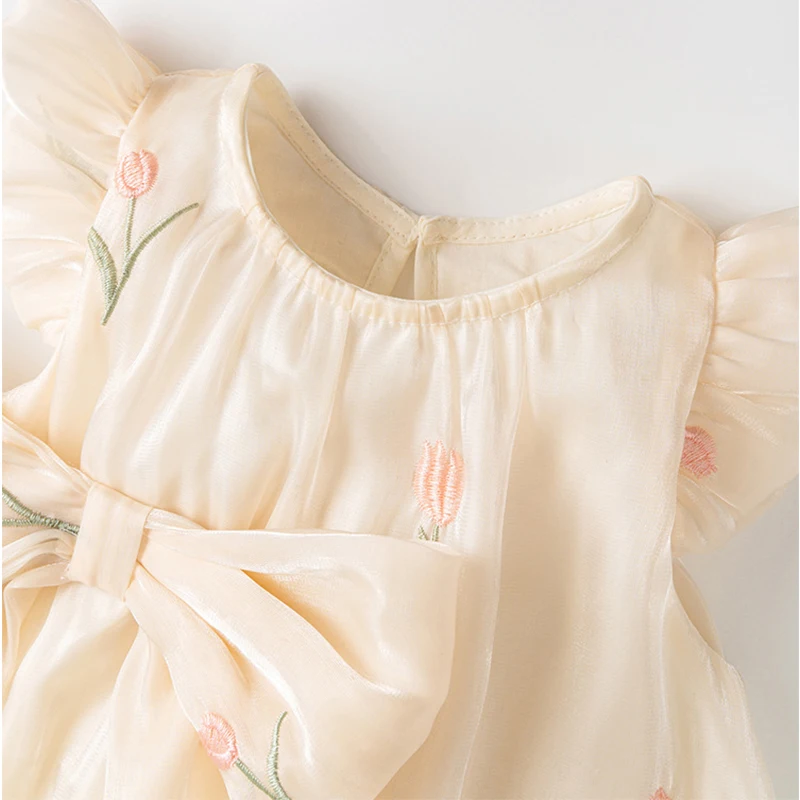 Mono de verano para bebé con lazo y flores - Estilo princesa - imagen 3