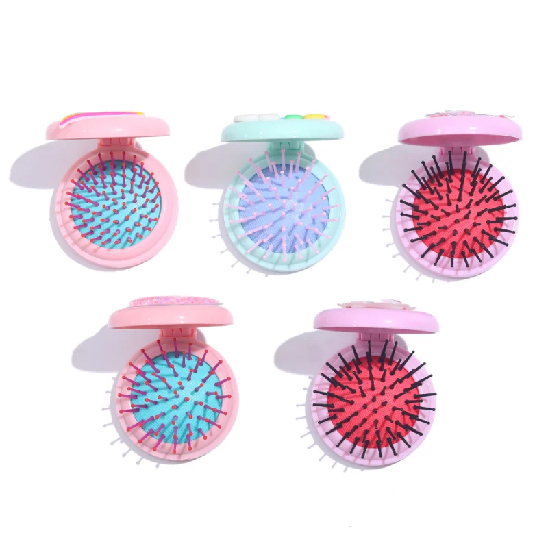 Cepillo de pelo plegable con espejo y peine de masaje para viaje - imagen 3