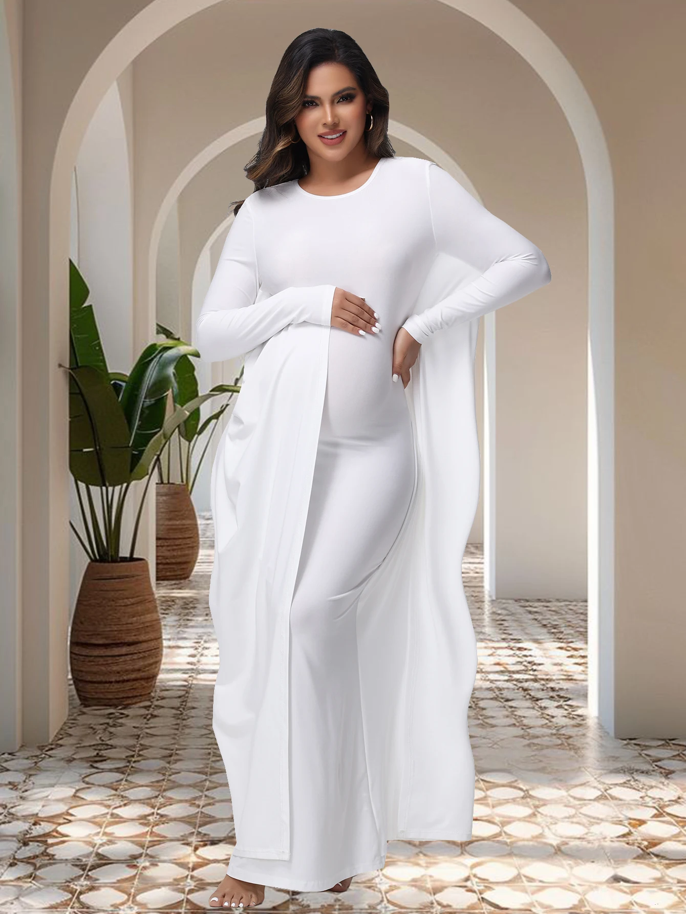 Vestido para embarazo con caída y acabado