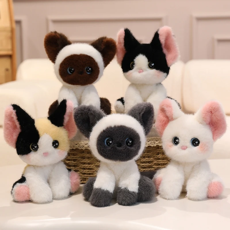 Peluche de gato siamés de dibujos animados, suave y realista - imagen 5