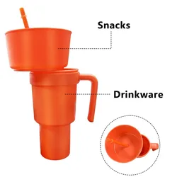 Vaso con pajita antigoteo infantil de palomitas, asa