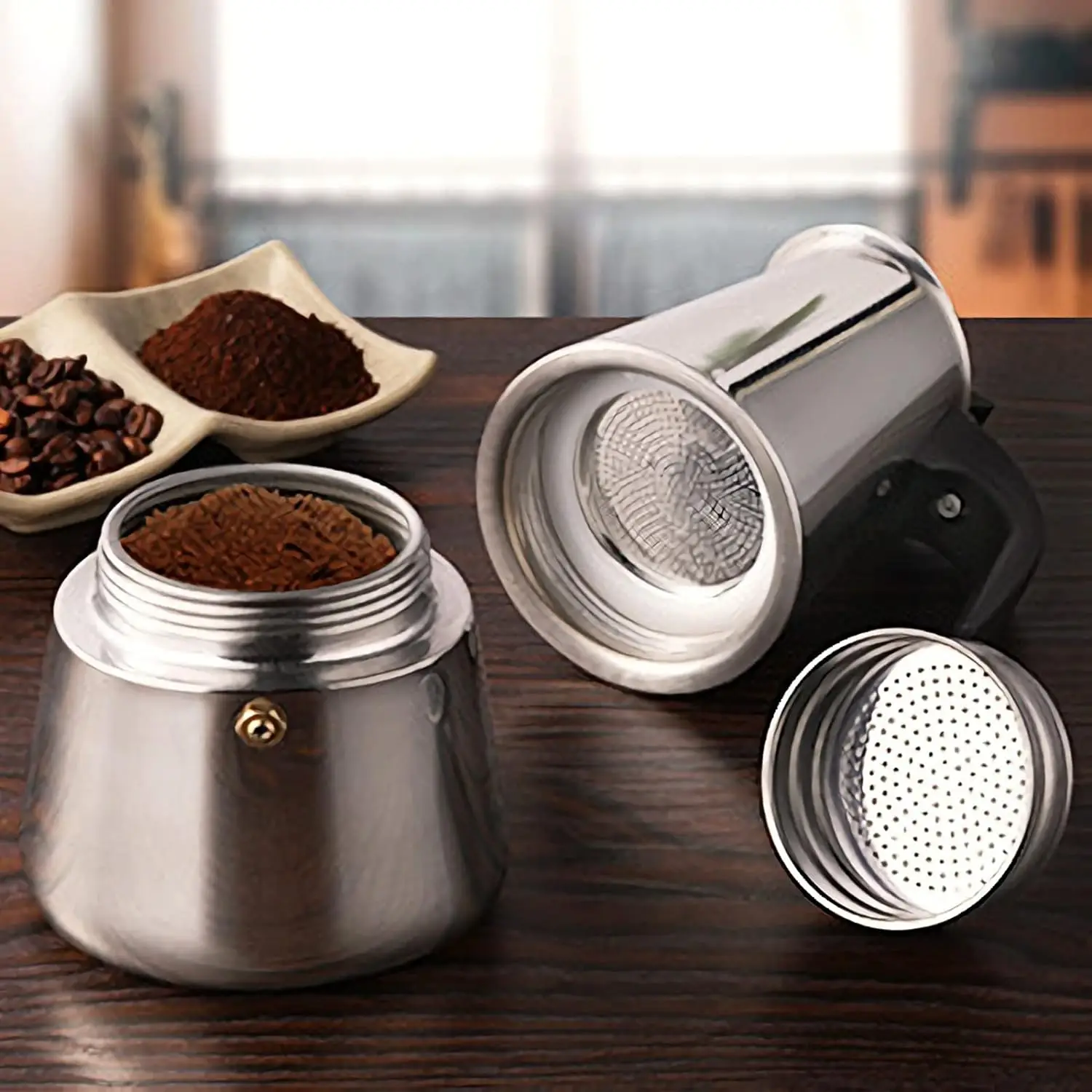 Cafetera moka para estufa 4/6/9 tazas – espresso en casa aluminio - imagen 5