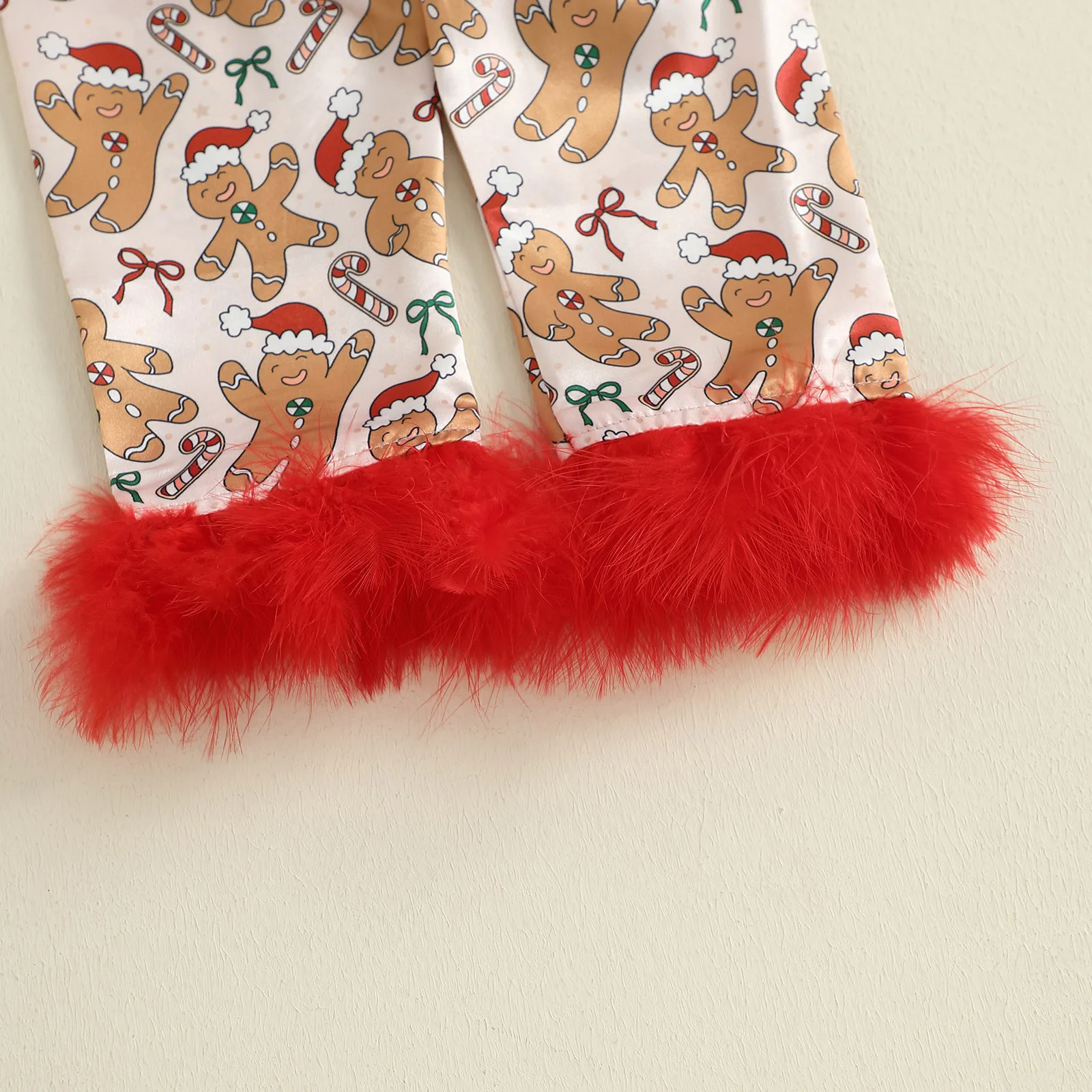Conjunto de pijama navideño para niñas con lazo estampado - imagen 5