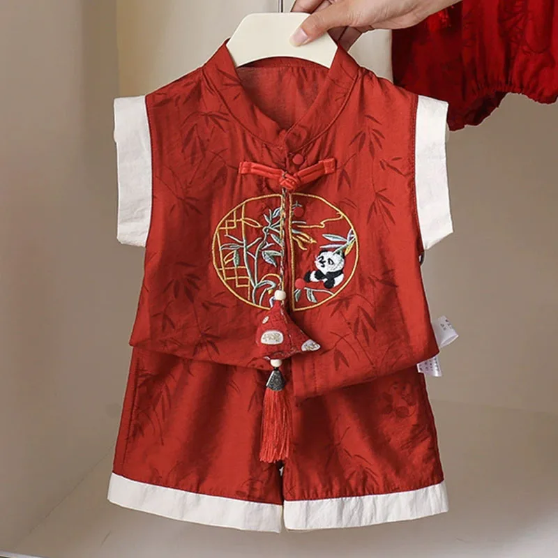 Conjunto de verano bebé con camiseta sin mangas y shorts panda - imagen 4