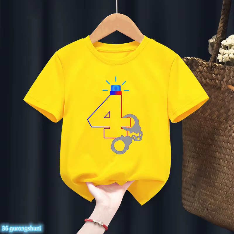 Camiseta infantil con diseño de policía para niños y niñas – Amarilla - imagen 5
