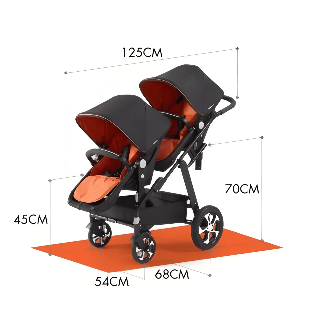 Cochecito doble para gemelos, plegable y con silla de coche segura - imagen 2