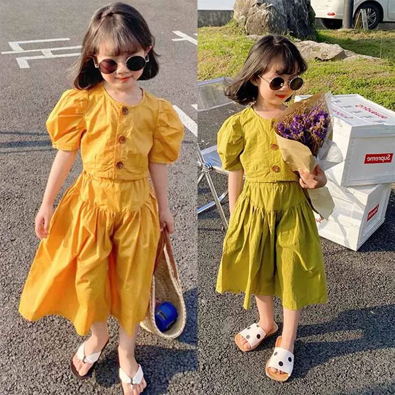 Conjunto de verano para niña con camiseta de mangas burbuja - imagen 4