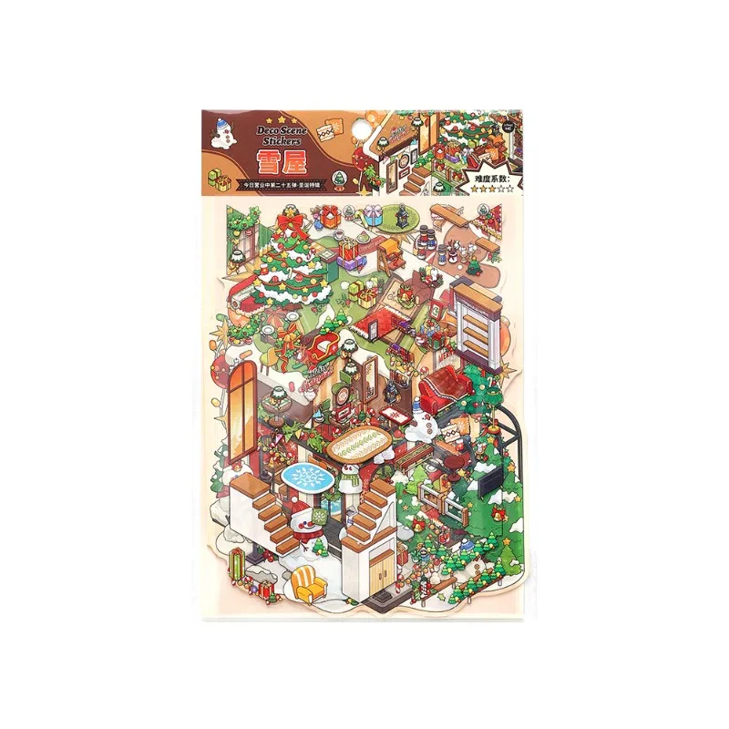 Pegatinas 3D diorama navideño apilado para juego sensorial infantil - imagen 2