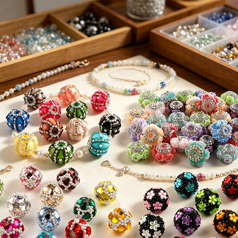 Abalorios de acrílico con diamantes de imitación para manualidades