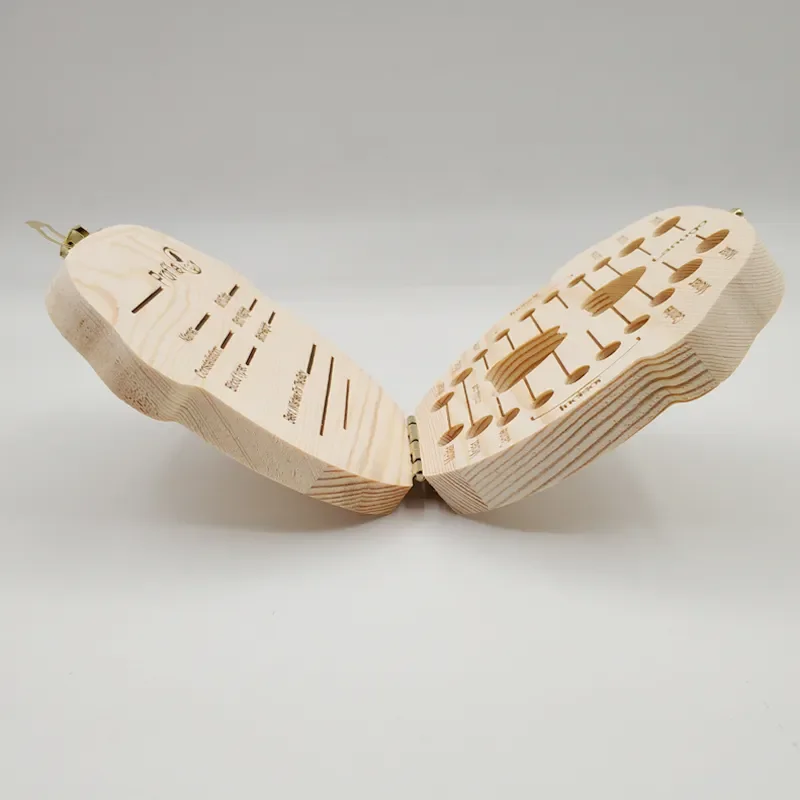 Caja de madera con forma de niño para guardar dientes de bebé