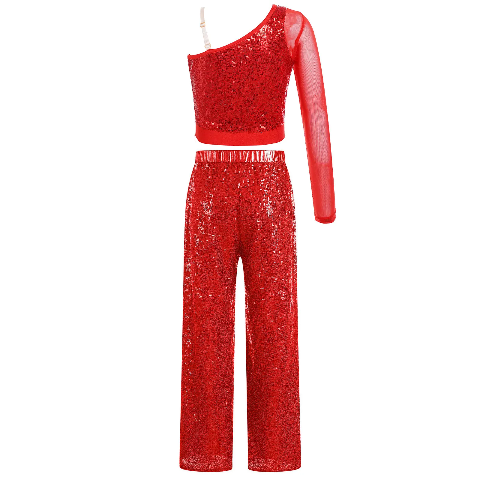Disfraz de Jazz para niñas con top asimétrico y pantalón alto - imagen 2