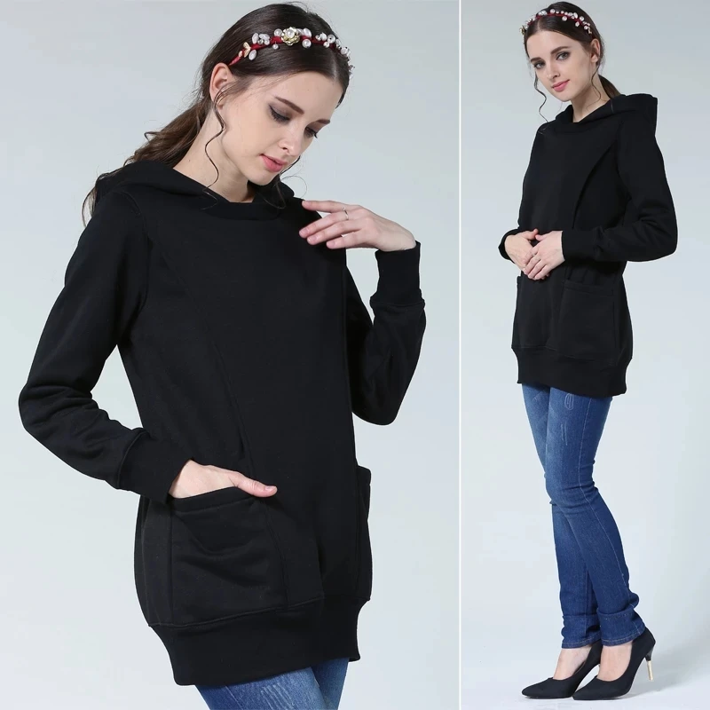 Sudadera de forro polar para lactancia de invierno maternidad cálida - imagen 5