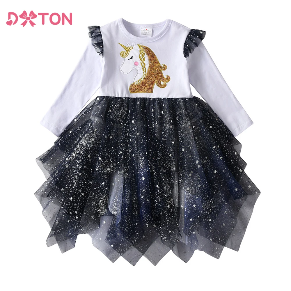 DXTON Vestido de unicornio con lentejuelas y tutú de volantes - imagen 3