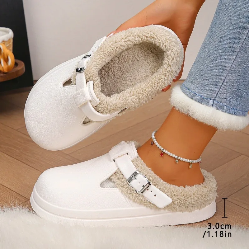 Zapatillas peludas impermeables de felpa con suela antideslizante - imagen 2