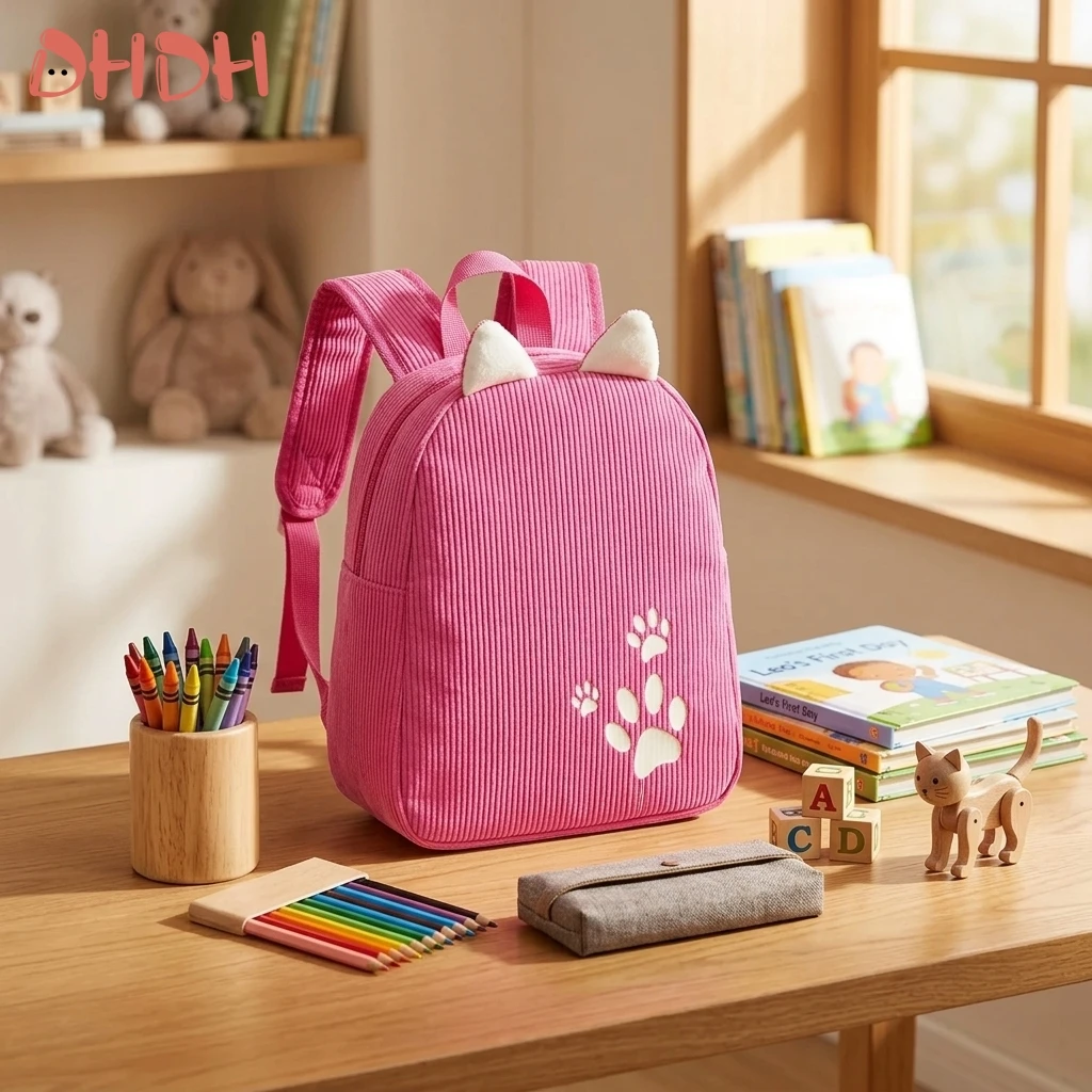 Mochila infantil de pana con dibujos animados, gran capacidad - imagen 3