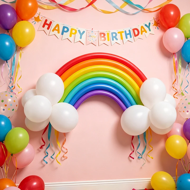 ZYF Set globos arcoíris redondos para decoración de cumpleaños - imagen 5