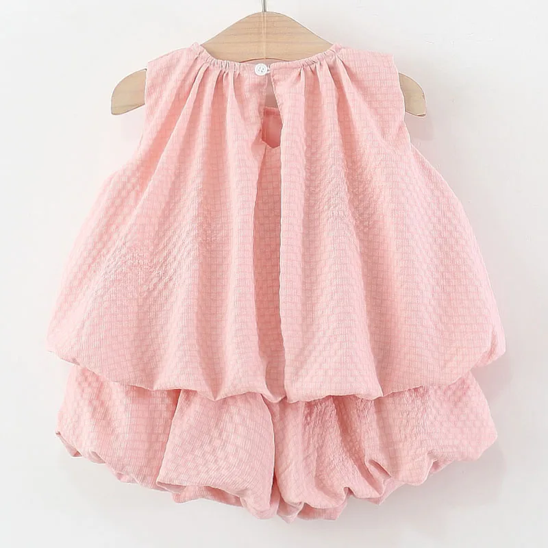 Conjunto de verano para bebé con lazo y top rosa sin mangas - imagen 4