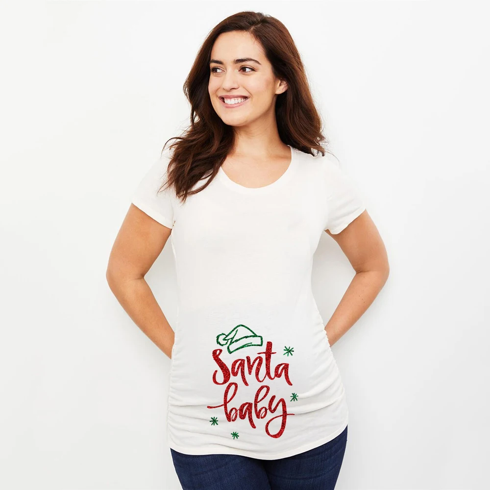 Camiseta de maternidad con Papá Noel - Ropa navideña para embarazada - imagen 3